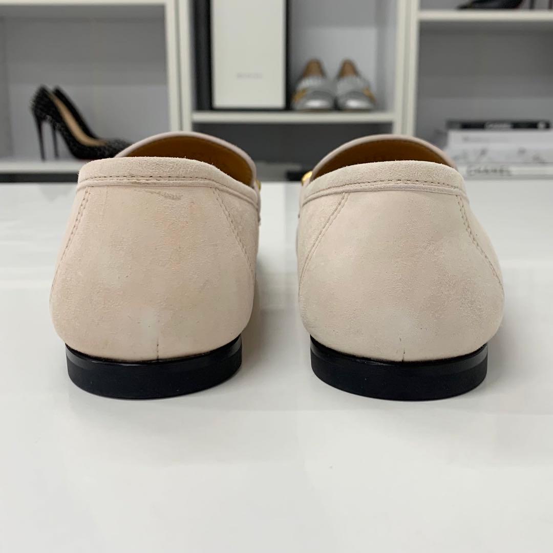 Hermes Colette Suede Roulis Buckle Moccasins Loafers Pink Beige — view 5