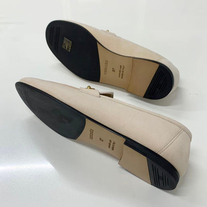 Hermes Colette Suede Roulis Buckle Moccasins Loafers Pink Beige — view 6