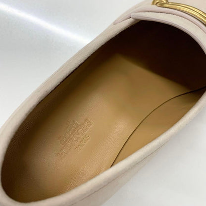 Hermes Colette Suede Roulis Buckle Moccasins Loafers Pink Beige — view 7