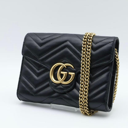Gucci GG Marmont Chain Shoulder Wallet Black