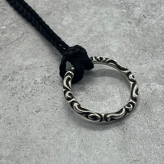 Chrome Hearts Leather Blade with Scroll Ring Necklace