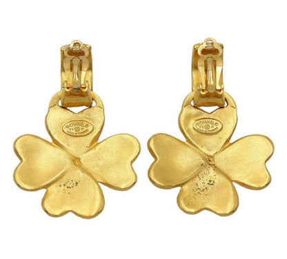 Chanel Coco Mark And Clover Swing Earrings