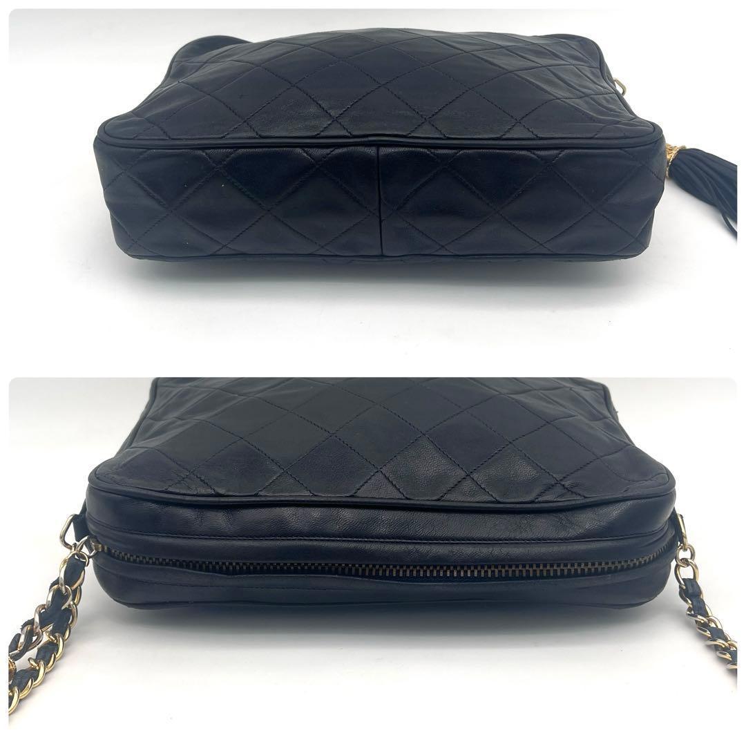 Chanel Quilted Shoulder Bag Crossbody Fringe Navy — view 5