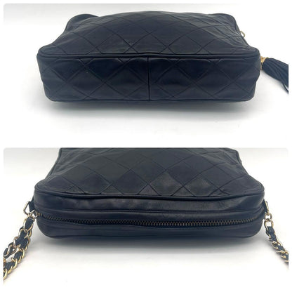 Chanel Quilted Shoulder Bag Crossbody Fringe Navy — view 5