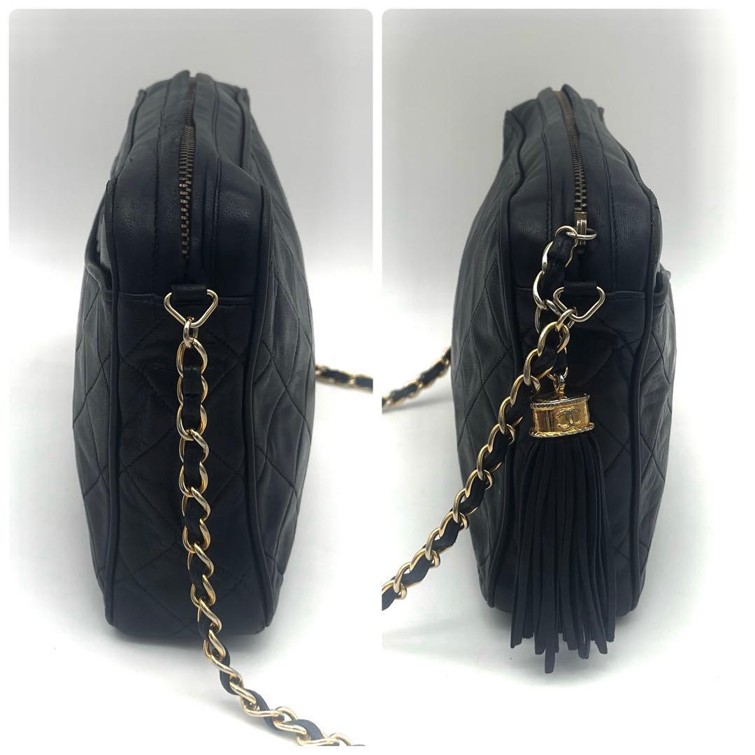 Chanel Quilted Shoulder Bag Crossbody Fringe Navy — view 7