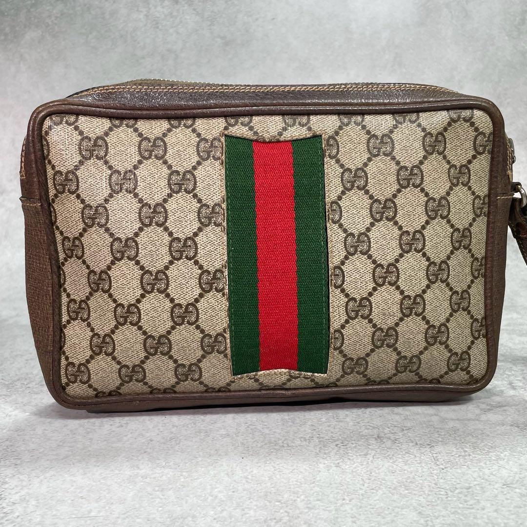 Gucci GG Sherry Line Clutch Brown Leather Logo — view 2
