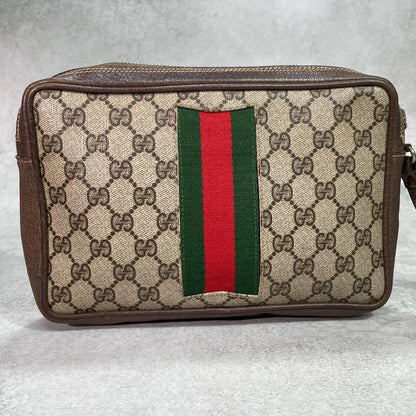 Gucci GG Sherry Line Clutch Brown Leather Logo — view 2