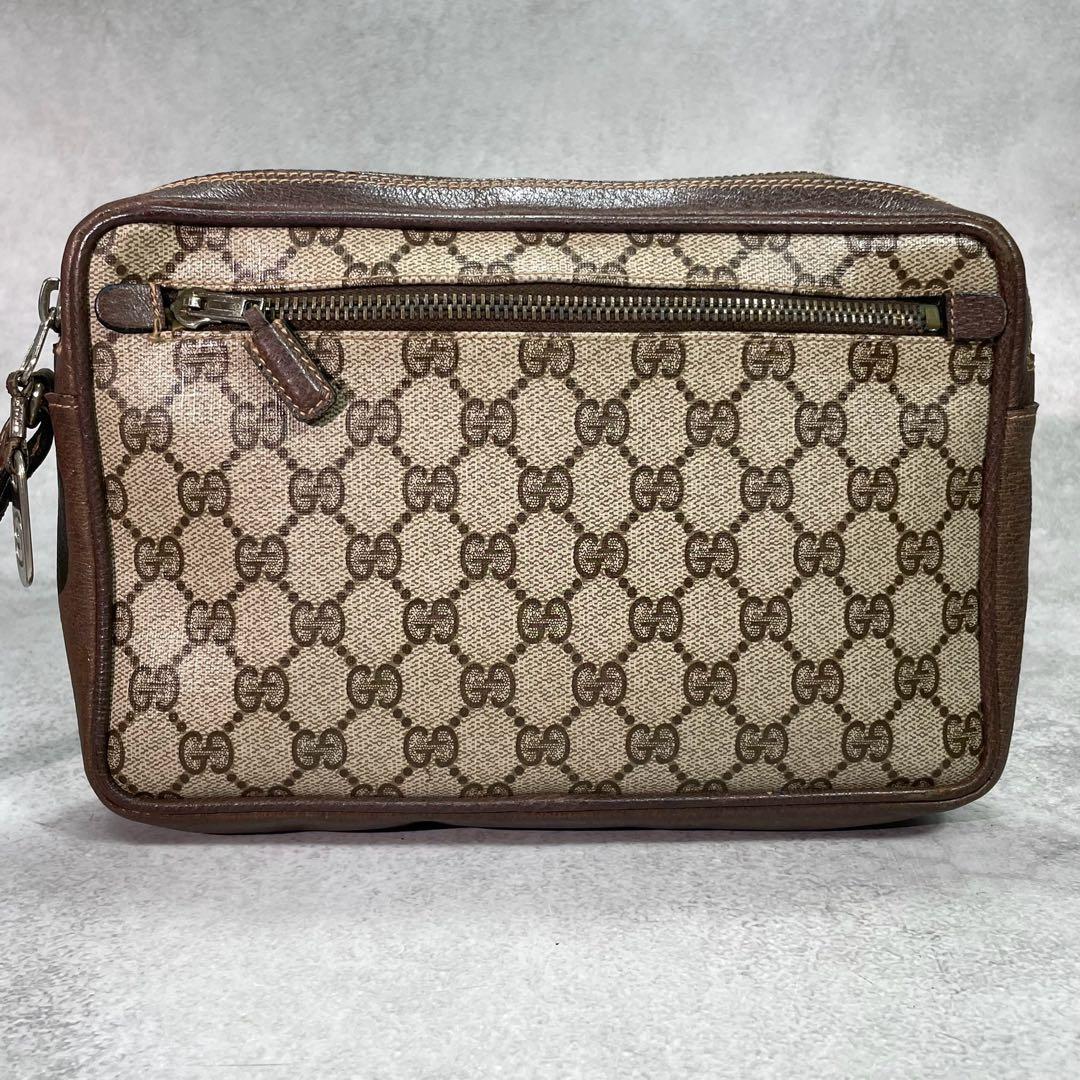 Gucci GG Sherry Line Clutch Brown Leather Logo — view 3