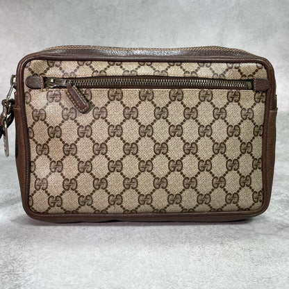 Gucci GG Sherry Line Clutch Brown Leather Logo — view 3