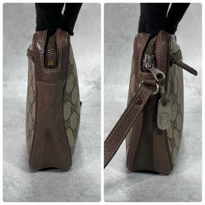 Gucci GG Sherry Line Clutch Brown Leather Logo — view 7