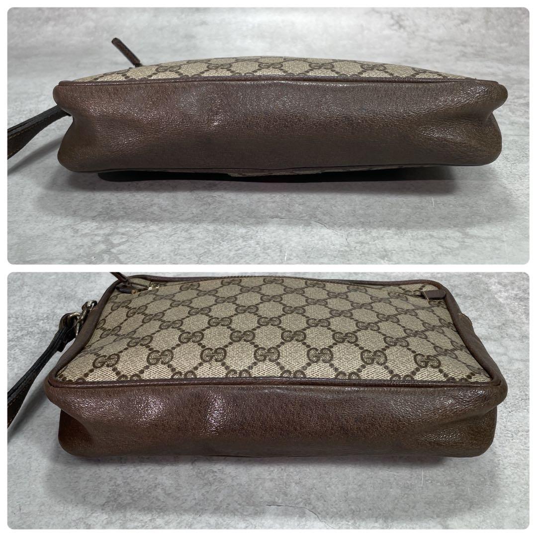Gucci GG Sherry Line Clutch Brown Leather Logo — view 8