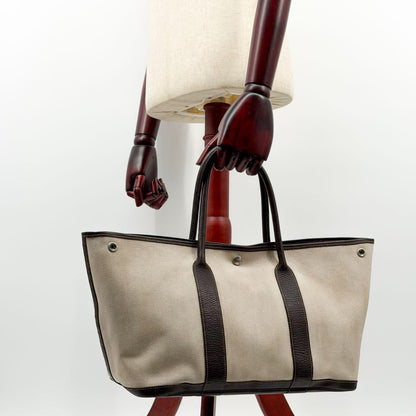 Hermes Garden Party PM Canvas Leather Officier Beige Tote Bag — view 4
