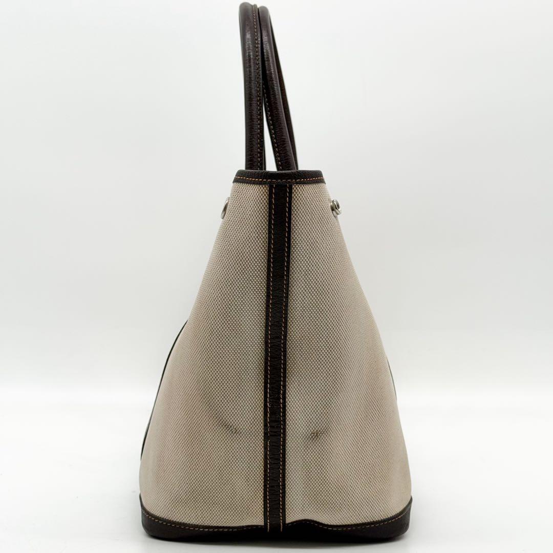 Hermes Garden Party PM Canvas Leather Officier Beige Tote Bag — view 6