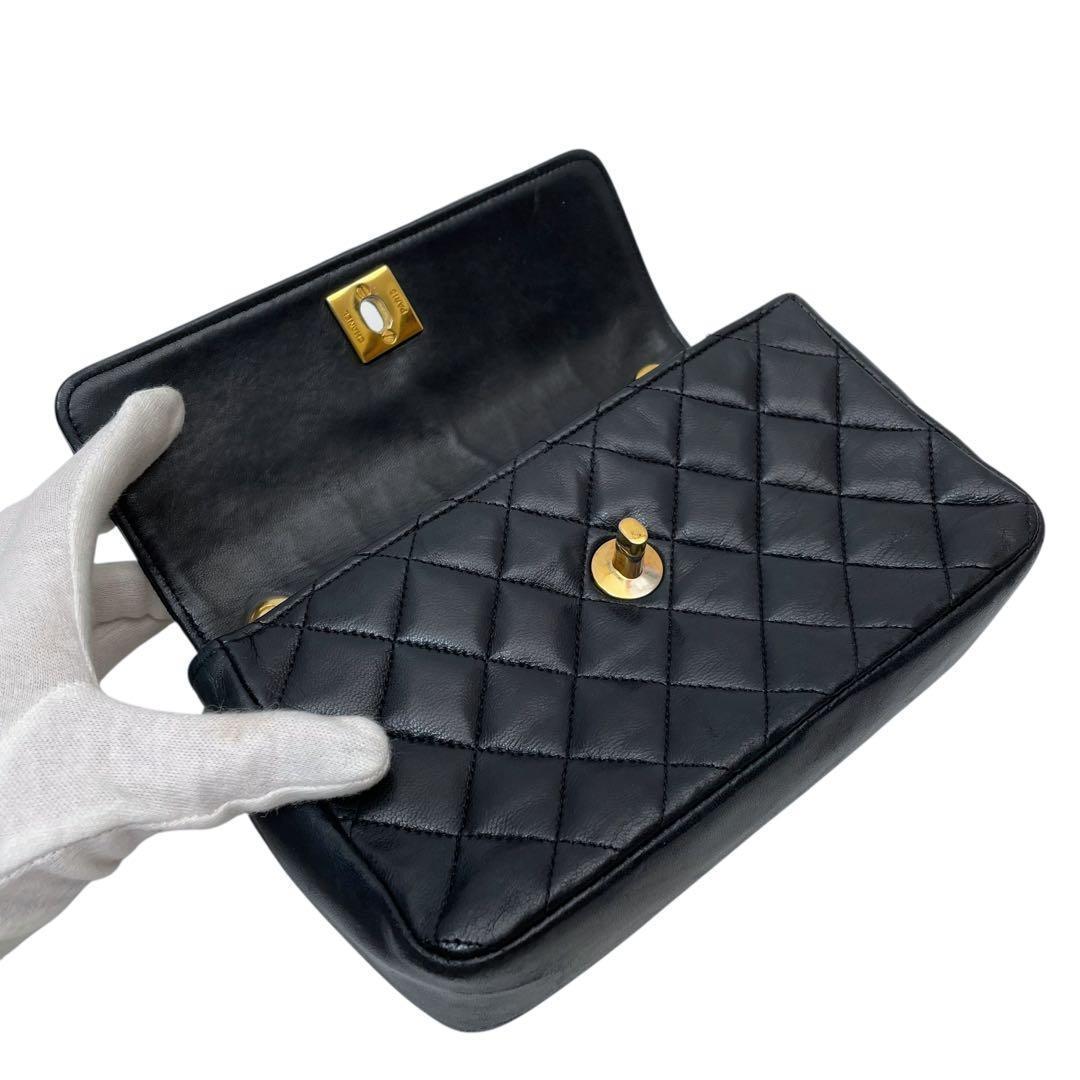 Chanel Lambskin Mini Quilted Chain Shoulder Bag CC Logo — view 8
