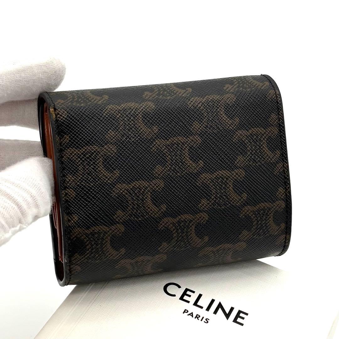 Celine Wallet Triomphe All Over Pattern Small Flap Black — view 2
