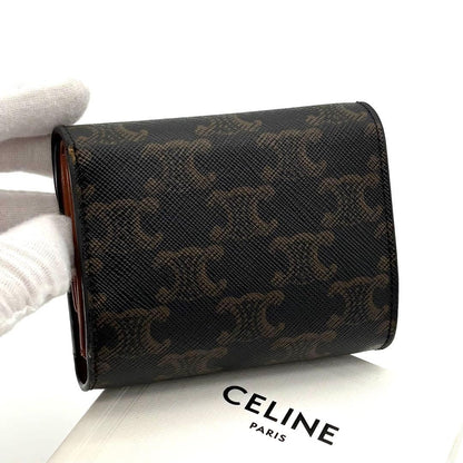 Celine Wallet Triomphe All Over Pattern Small Flap Black — view 2