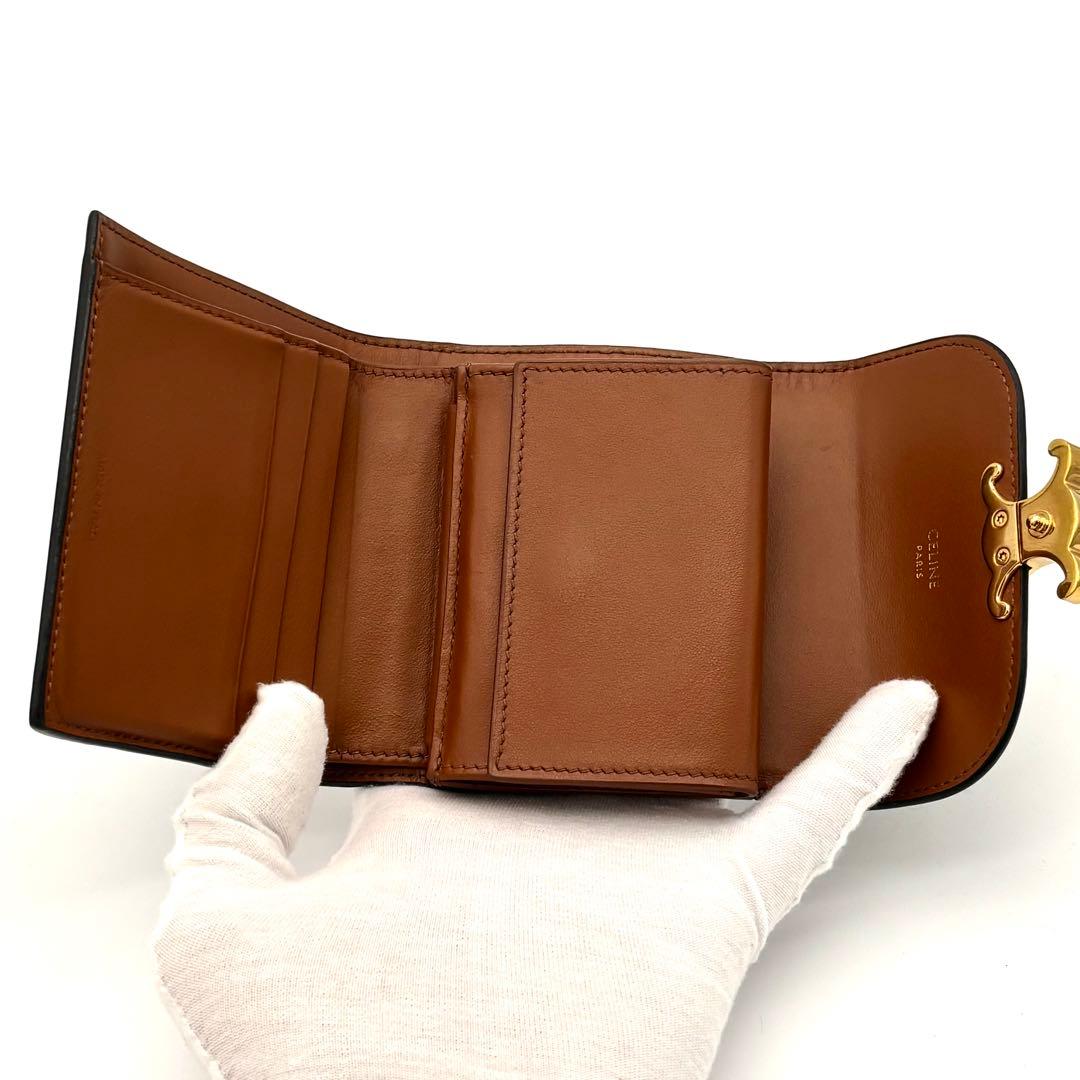 Celine Wallet Triomphe All Over Pattern Small Flap Black — view 4