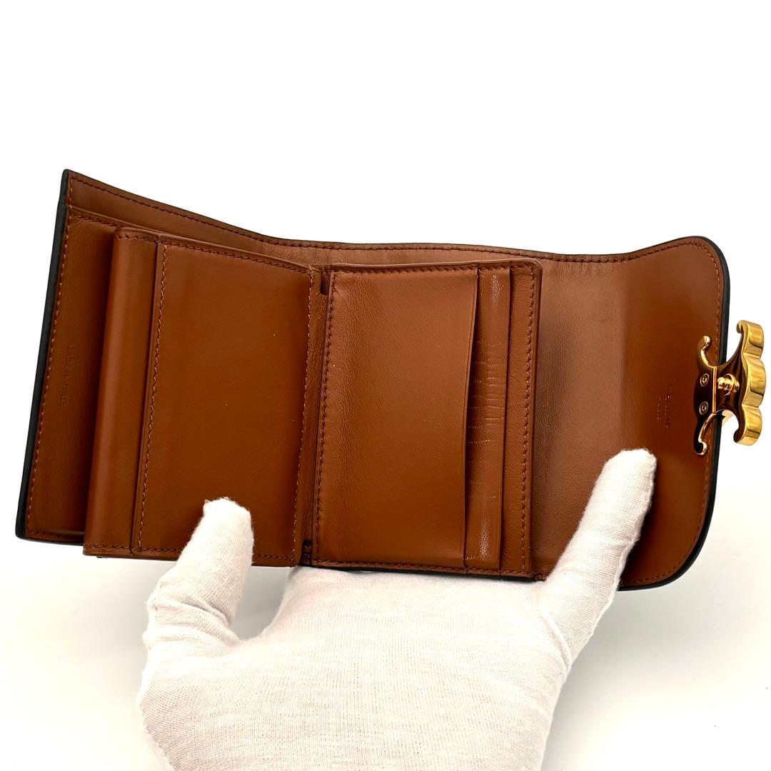 Celine Wallet Triomphe All Over Pattern Small Flap Black — view 5