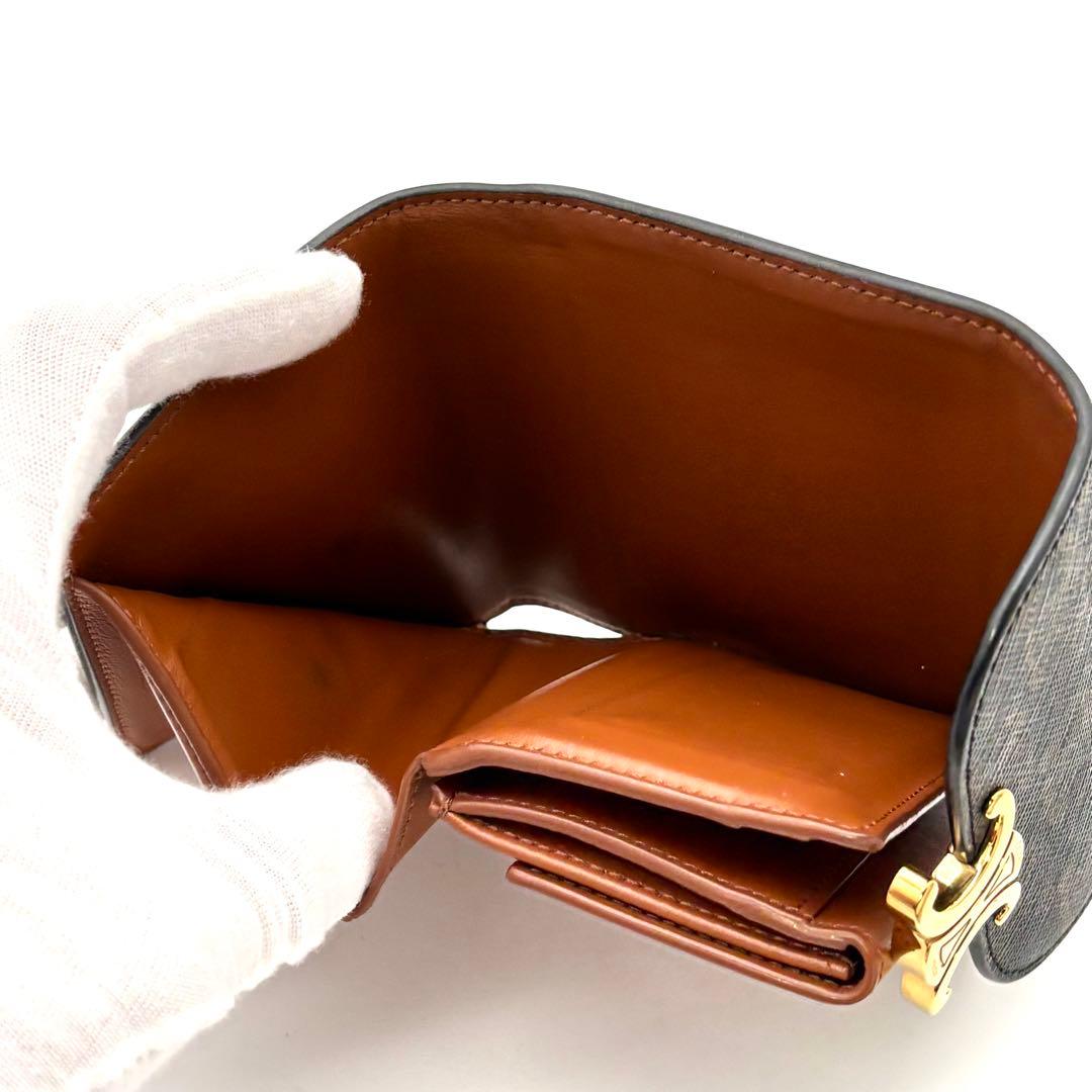 Celine Wallet Triomphe All Over Pattern Small Flap Black — view 6