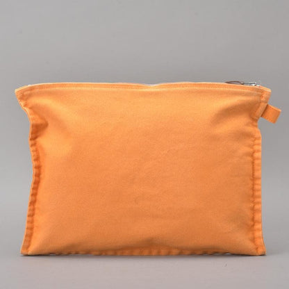 Hermes◇ Hermes Bora Flat Pouch GM Canvas Orange