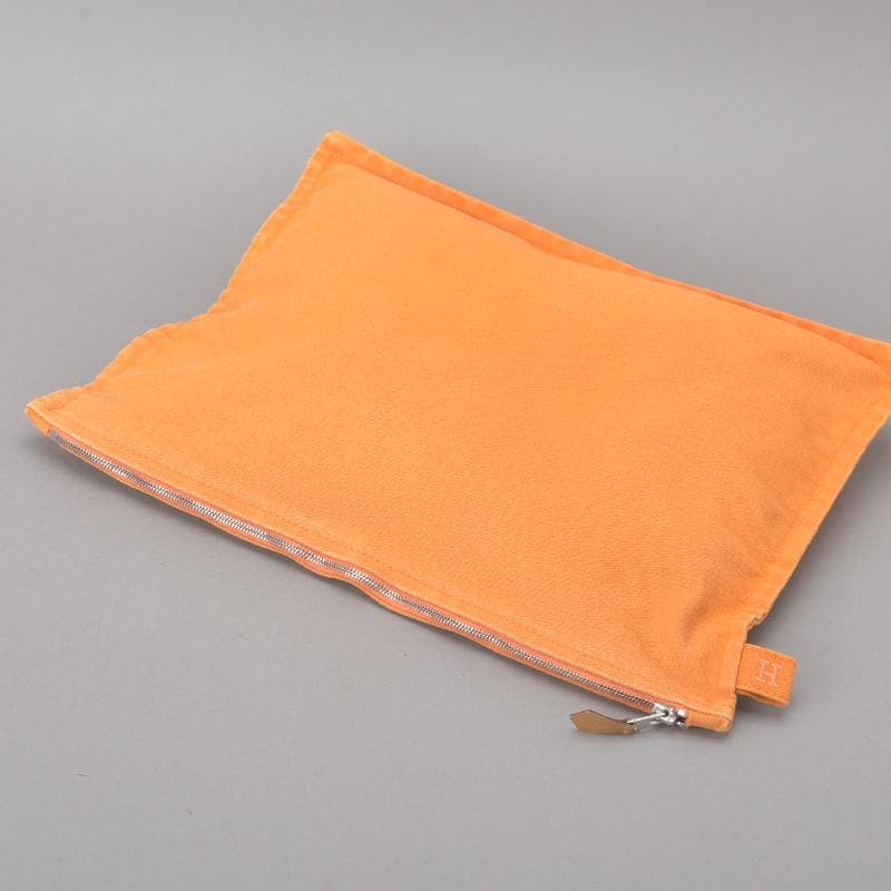 Hermes◇ Hermes Bora Flat Pouch GM Canvas Orange