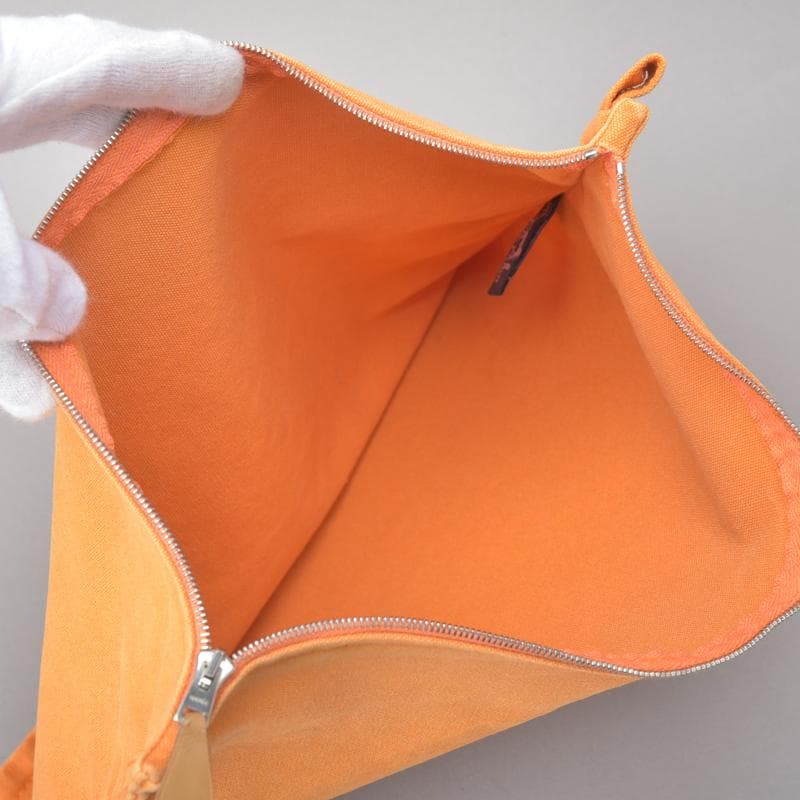 Hermes◇ Hermes Bora Flat Pouch GM Canvas Orange