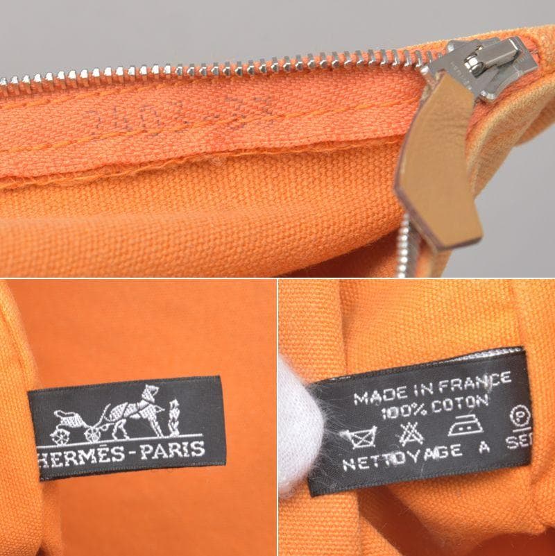 Hermes◇ Hermes Bora Flat Pouch GM Canvas Orange