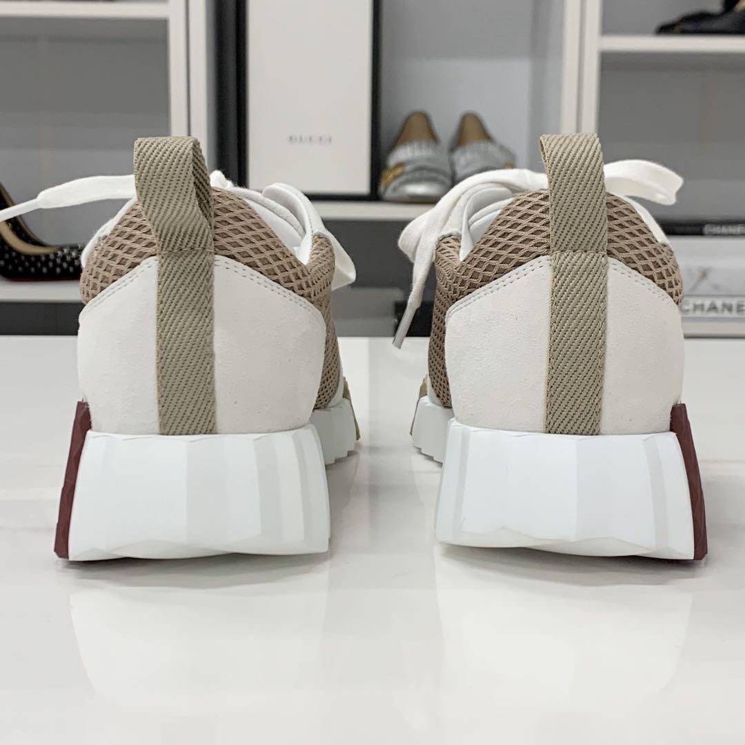 Unused Hermes Bouncing Fabric Suede Sneakers Beige