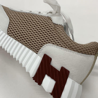 Unused Hermes Bouncing Fabric Suede Sneakers Beige