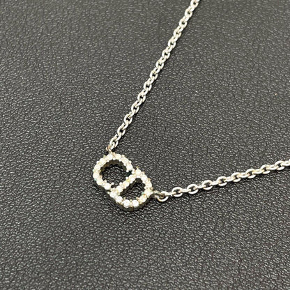 Dior Clair D Lune CD Logo Necklace Rhinestone Silver — view 2