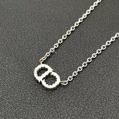 Dior Clair D Lune CD Logo Necklace Rhinestone Silver — view 3