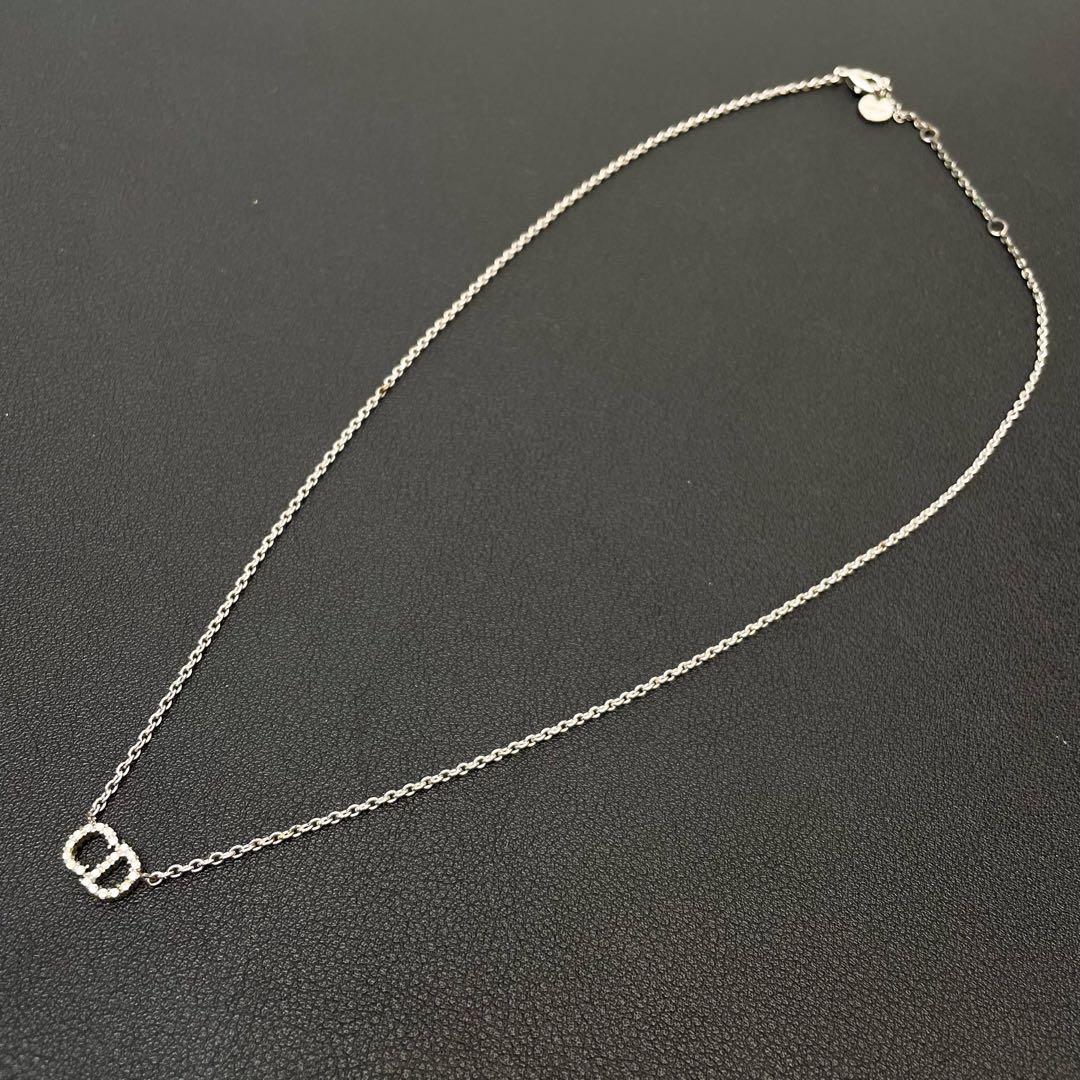 Dior Clair D Lune CD Logo Necklace Rhinestone Silver — view 4