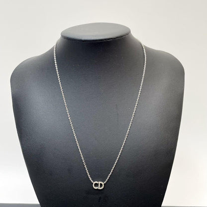 Dior Clair D Lune CD Logo Necklace Rhinestone Silver — view 6