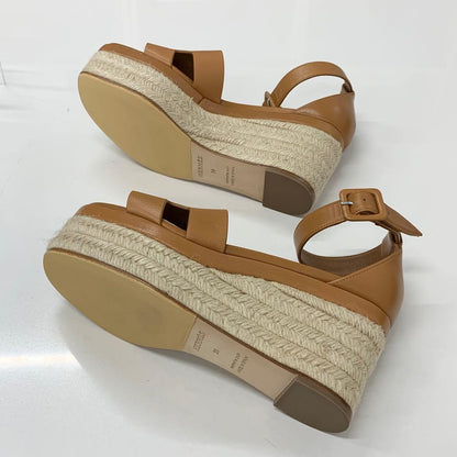 Hermes Herda Leather Wedge Sole Espadrille Strap Sandals