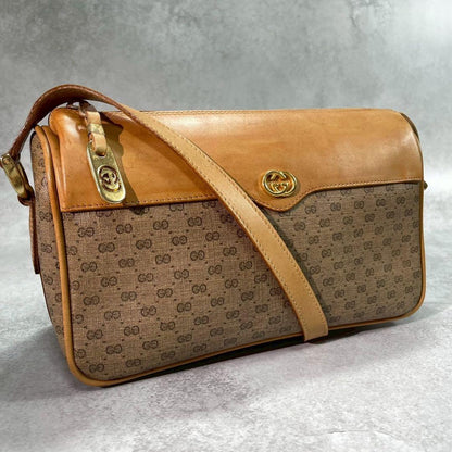 Gucci GG Sherry Line Shoulder Bag Brown Leather