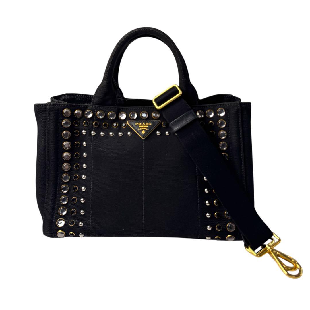 Prada Canapa Bijou Studded 2-Way Tote — view 2