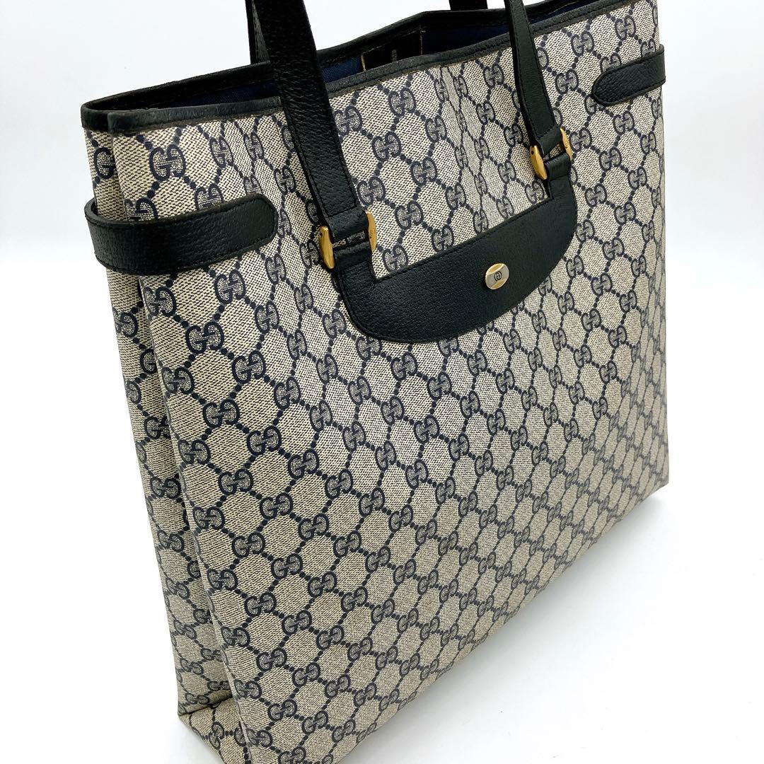 Gucci Tote Bag GG Supreme Navy Shoulder A4