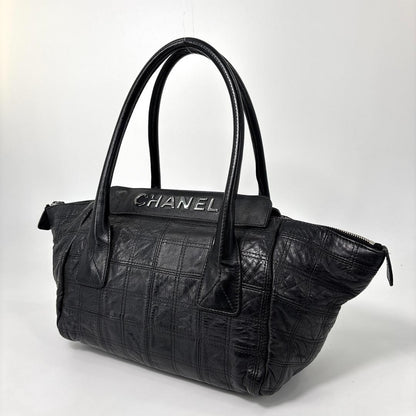 Chanel Super Choco Bar Leather Handbag Black