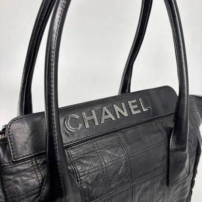 Chanel Super Choco Bar Leather Handbag Black