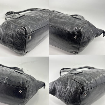 Chanel Super Choco Bar Leather Handbag Black