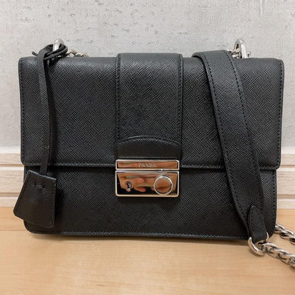 Prada Saffiano Chain Shoulder Bag Black