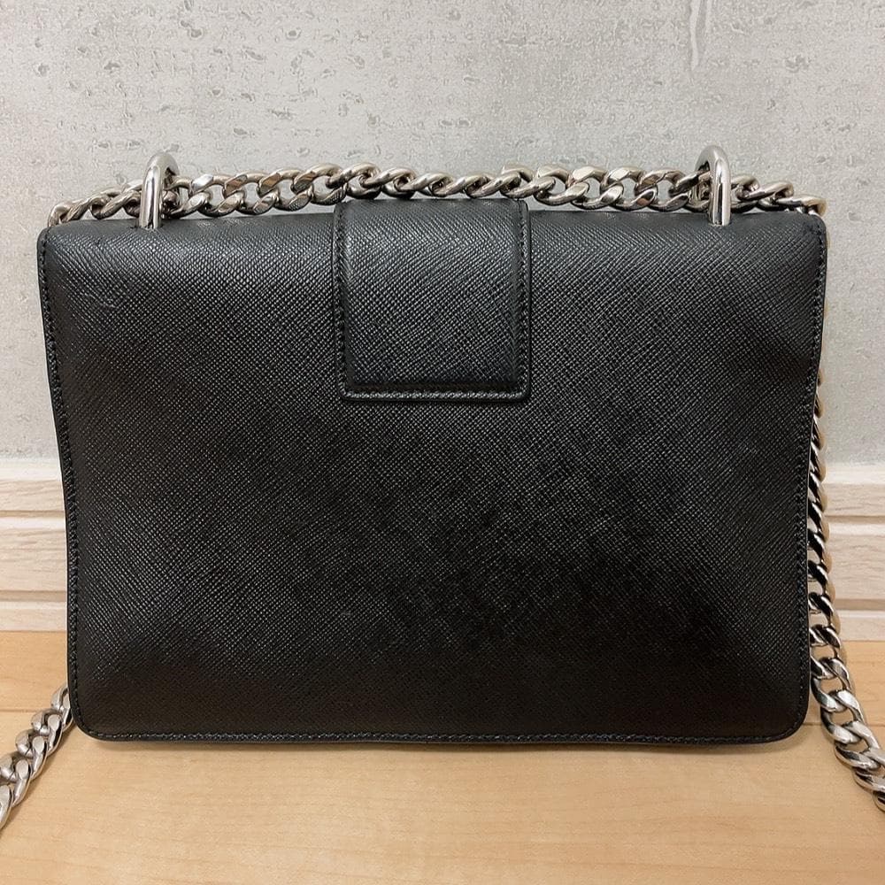 Prada Saffiano Chain Shoulder Bag Black