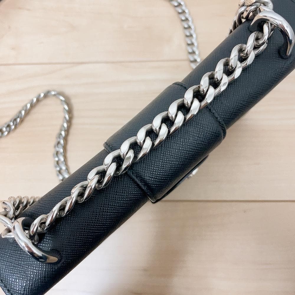 Prada Saffiano Chain Shoulder Bag Black
