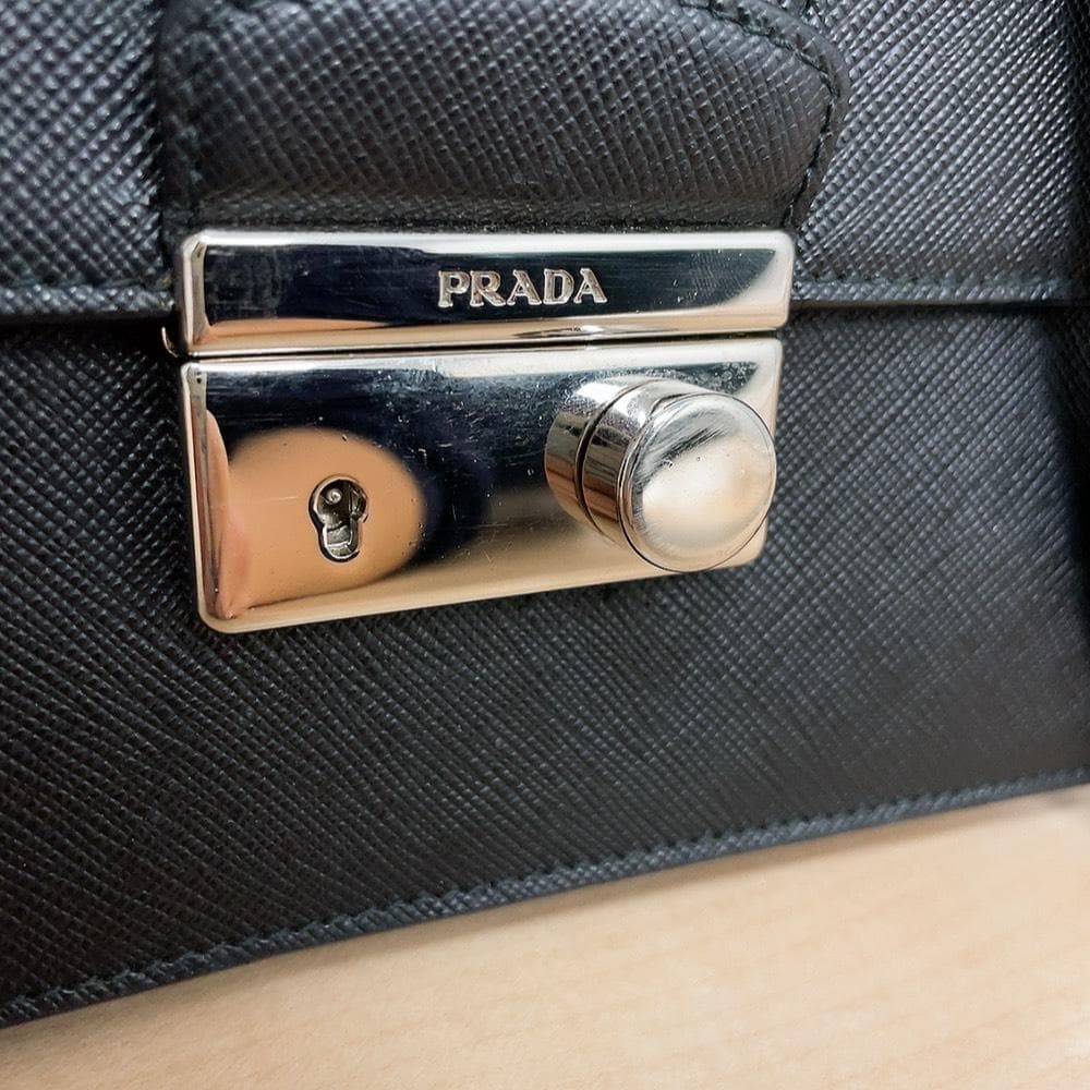 Prada Saffiano Chain Shoulder Bag Black