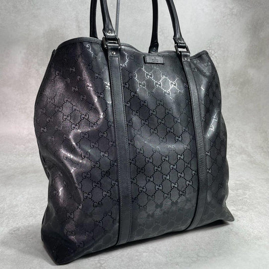 Gucci GG Tote Bag Imprime Black Leather Logo