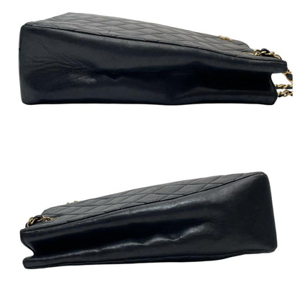 Chanel Quilted Lambskin Chain Shoulder Tote Bag Black — view 4