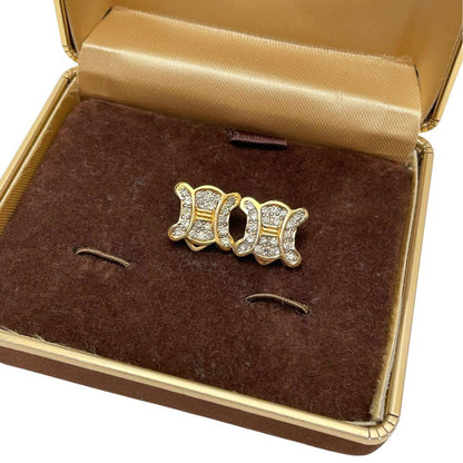 Celine Triomphe Rhinestone Earrings Gold — view 2