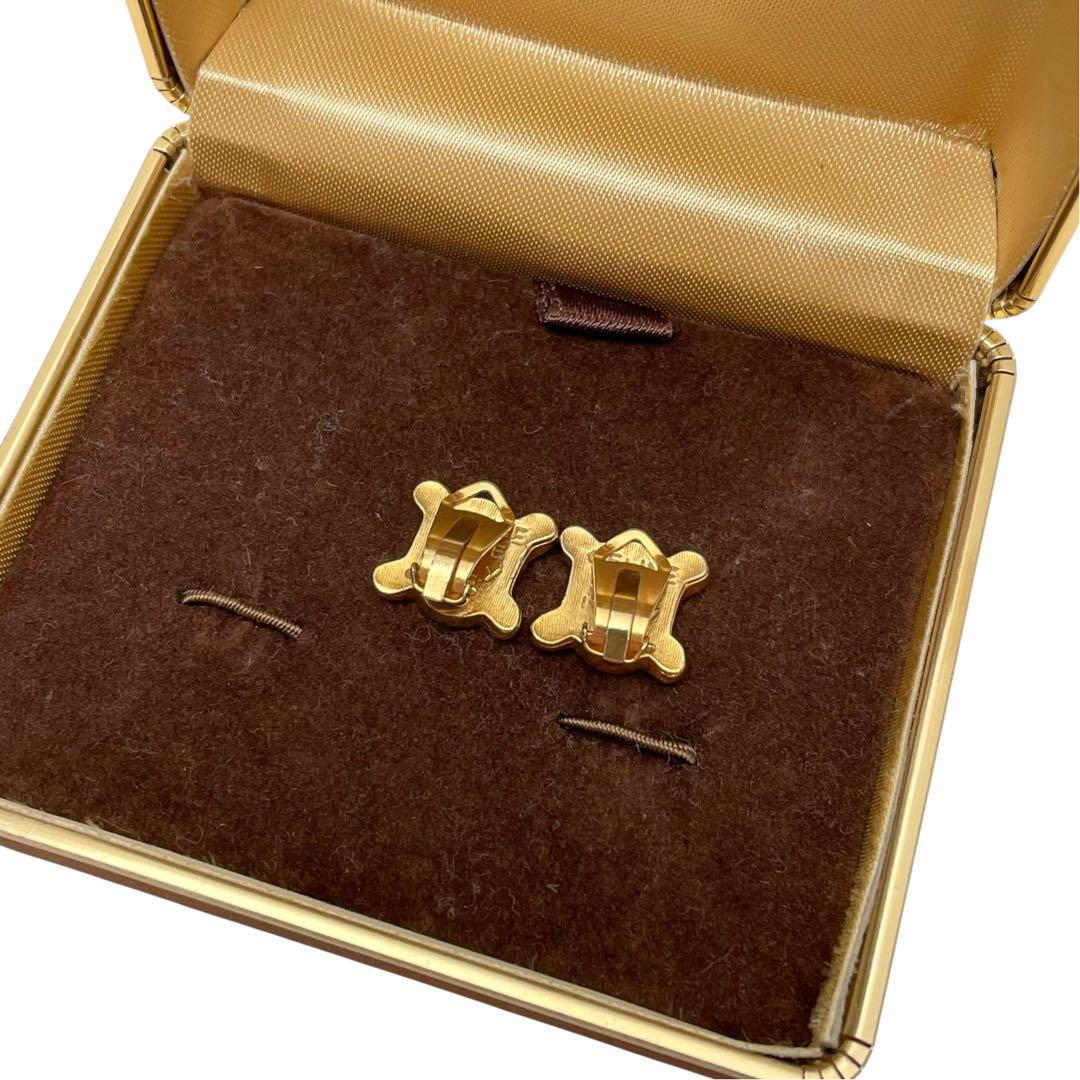 Celine Triomphe Rhinestone Earrings Gold — view 4