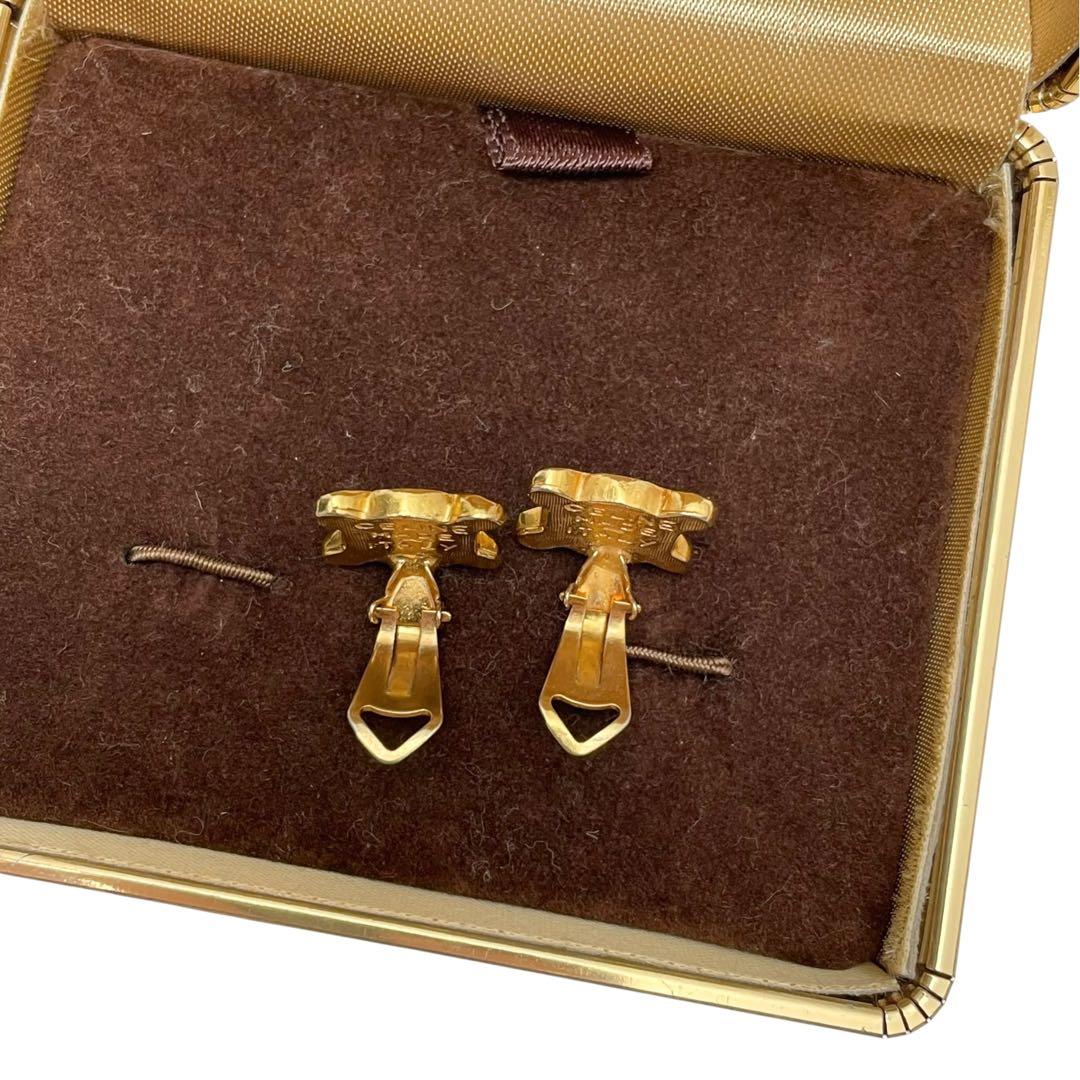 Celine Triomphe Rhinestone Earrings Gold — view 6