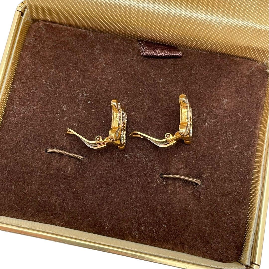 Celine Triomphe Rhinestone Earrings Gold — view 7